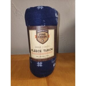 Pine Creek Fleece Throw Blanket 46 x 63 Unique "Deer Isle" Pattern Christmas New